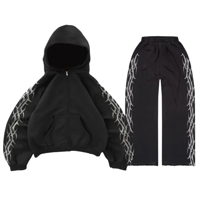 Bravest Studios Tribal Zip Up Tracksuit Black (3)