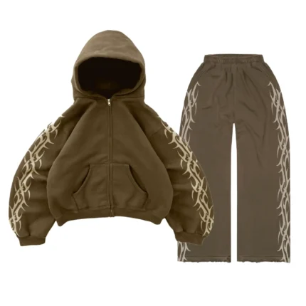 Bravest Studios Tribal Zip Up Tracksuit Brown (3)