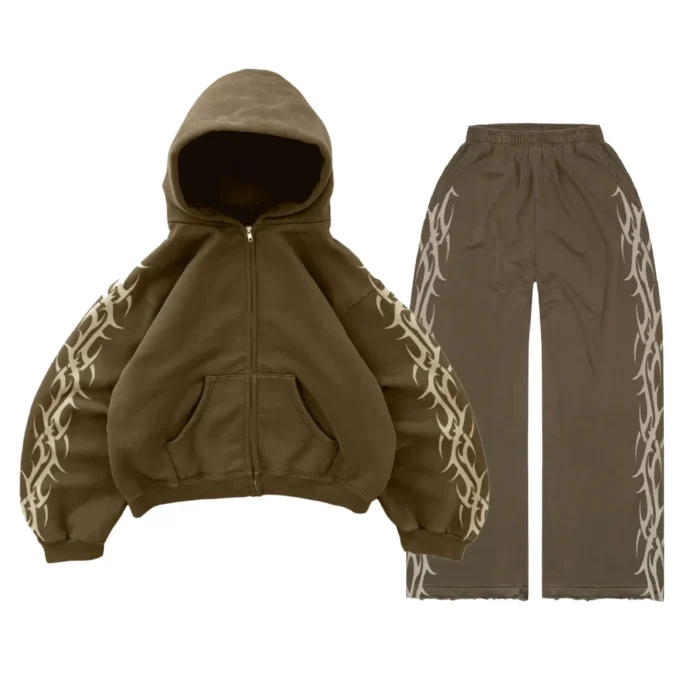 Bravest Studios Tribal Zip Up Tracksuit Brown (3)