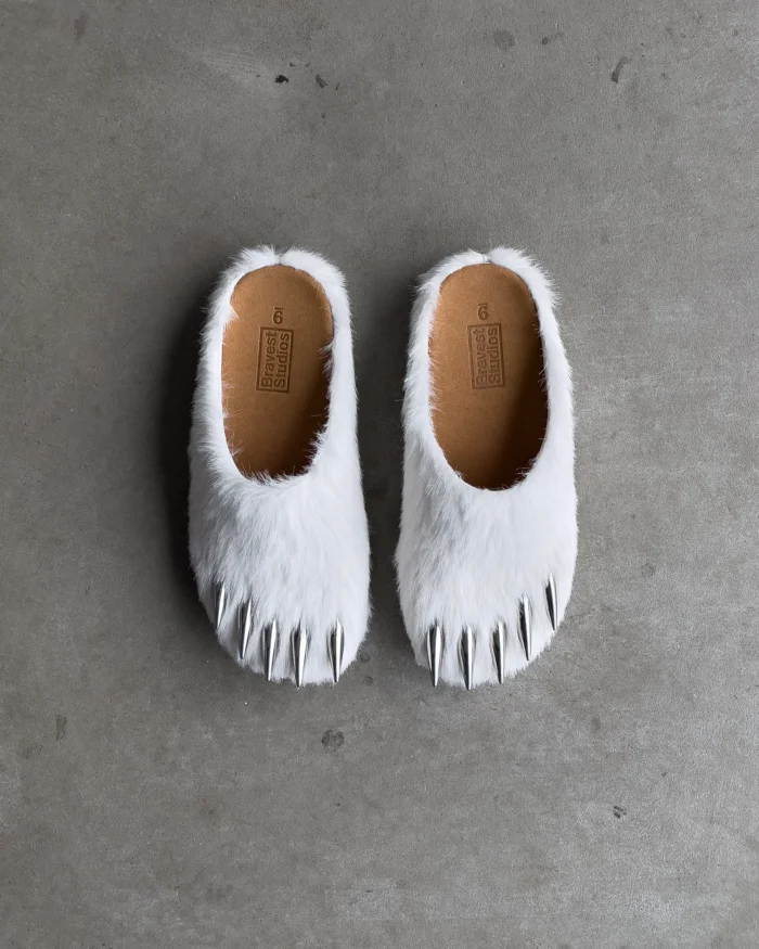 Bravest Studios White Bear Claw Mules (1)